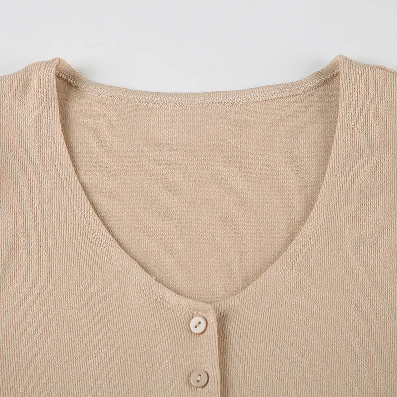 Button Up Dress Crewneck Short Sleeves Mini All-match Dress