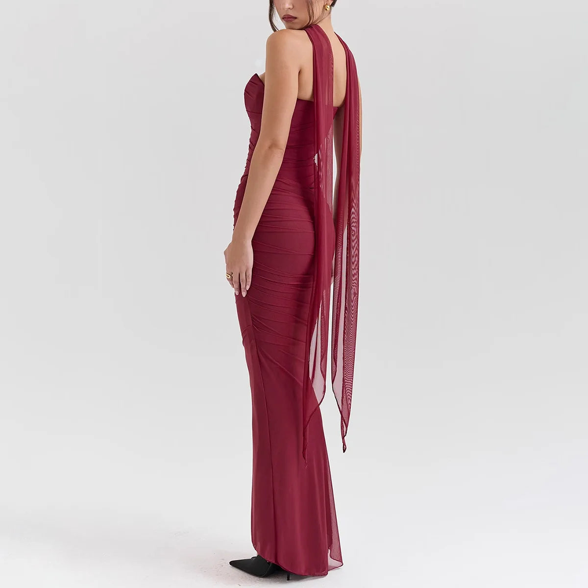 2 Pieces Dress Set with Scarf Matching Sets Cropped Top and Long Dress Set Casual Dress