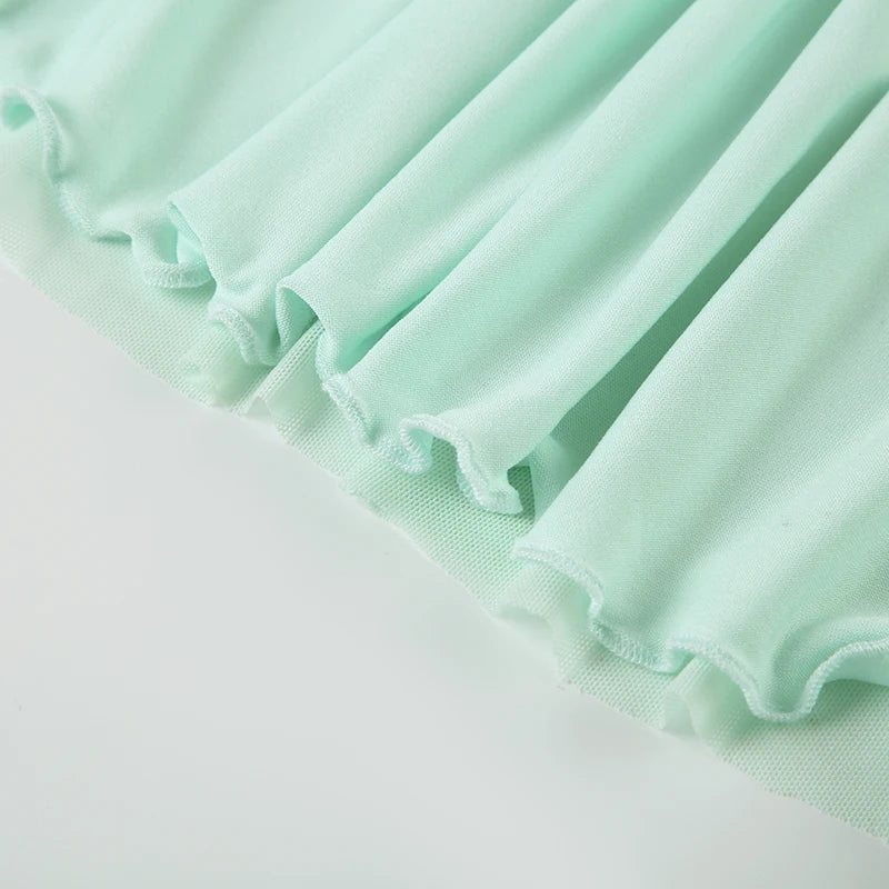 A-Line Pleated See Through Sleeveless Mini Dress