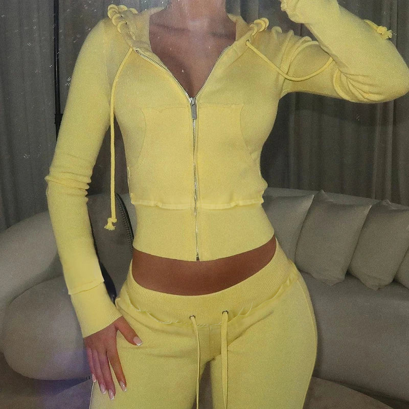 Zip Up Hoodies Coats Front-pockets Sweatshirts Office Lady Long Seelves Jackets