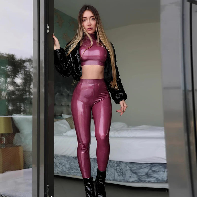 Tight Skinny Shiny Long Pencil Pant Leather Pant