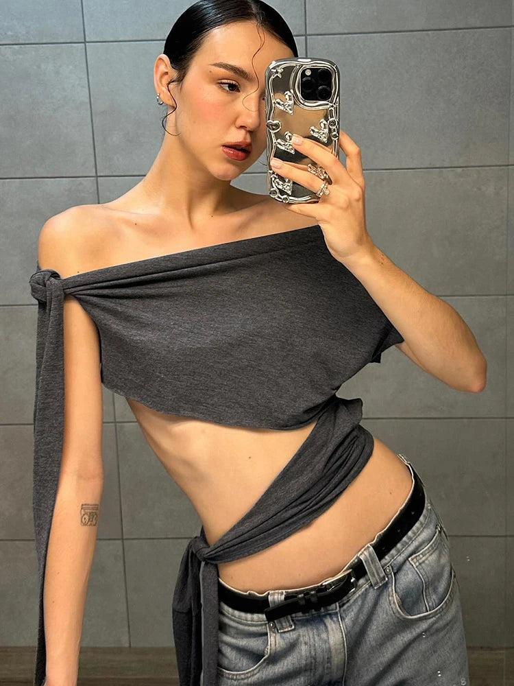 Grey Knit Slim Top