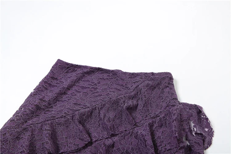 Irregular Ruffles Lace Patchwork Skirt