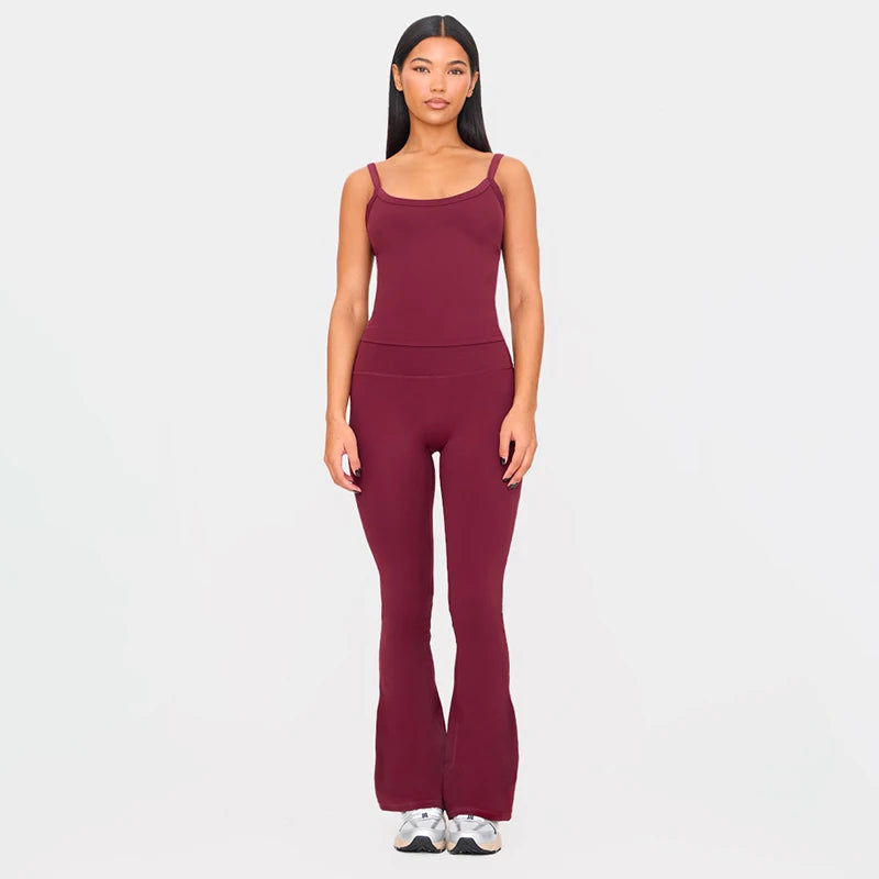 Backless Halter Wait Skinny Flar Pant Set Lift Hip Sporty Pant Set