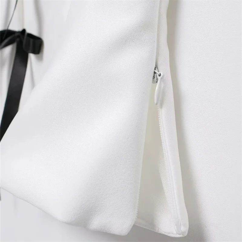 Off Shoulder Corset Top Bow Ties Cut Out White Crop Top Sleeveless Backless Tube Tops Short Tops