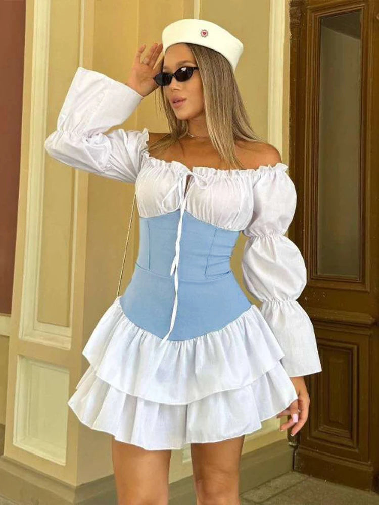 Long Puff Sleeve Mini Bodycon Dress
