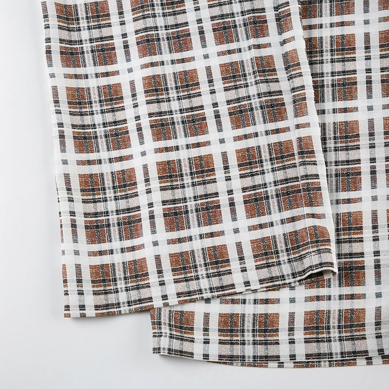 Drawstring Plaid Pants Elastic Waisted Sweatpants Straight Pants