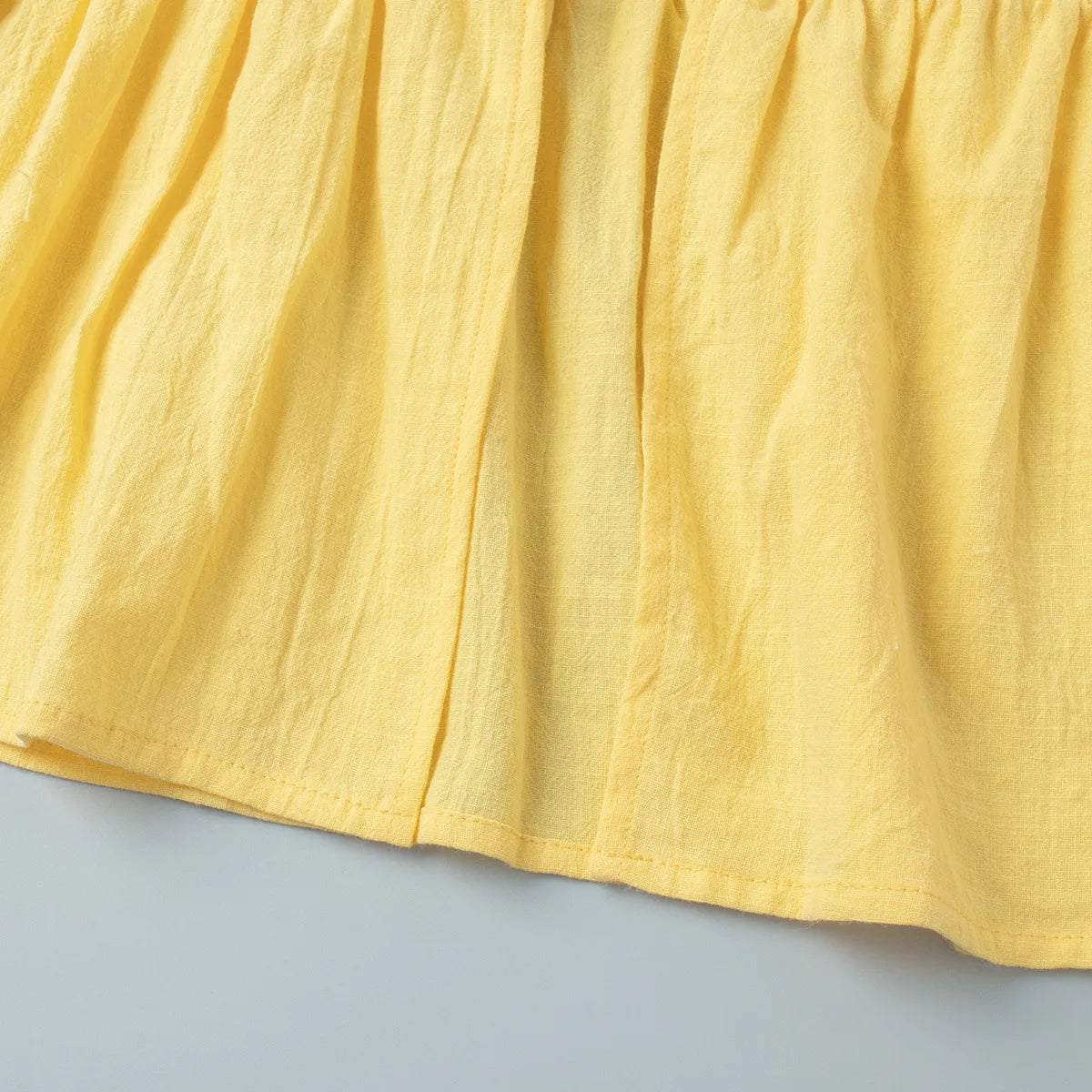 Yellow Cotton Short Sleeve Top and High Waist Midi Skirt Set