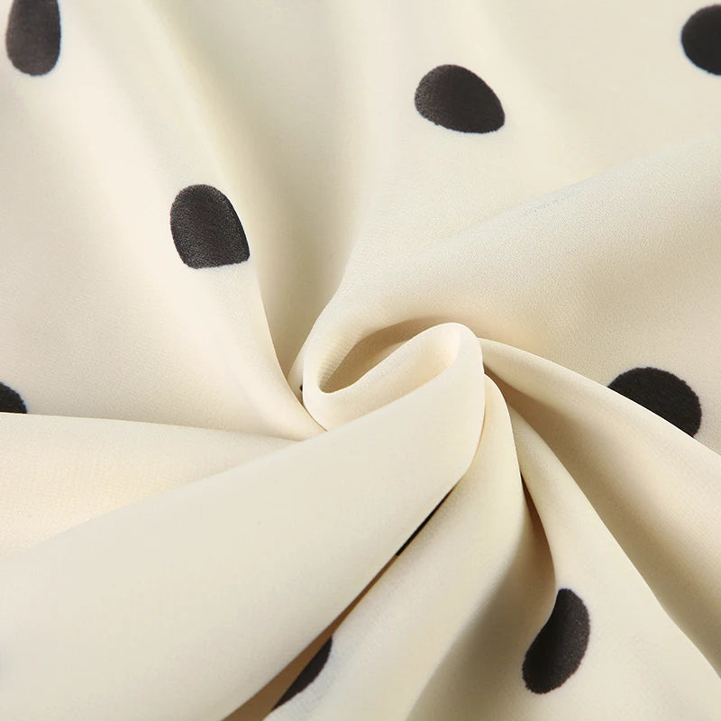Beige Midi Skirt with Black Dots