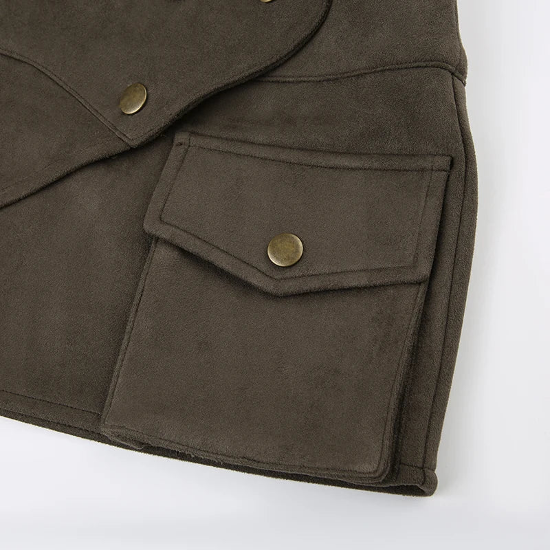 Brown Low Waist Mini Skirt