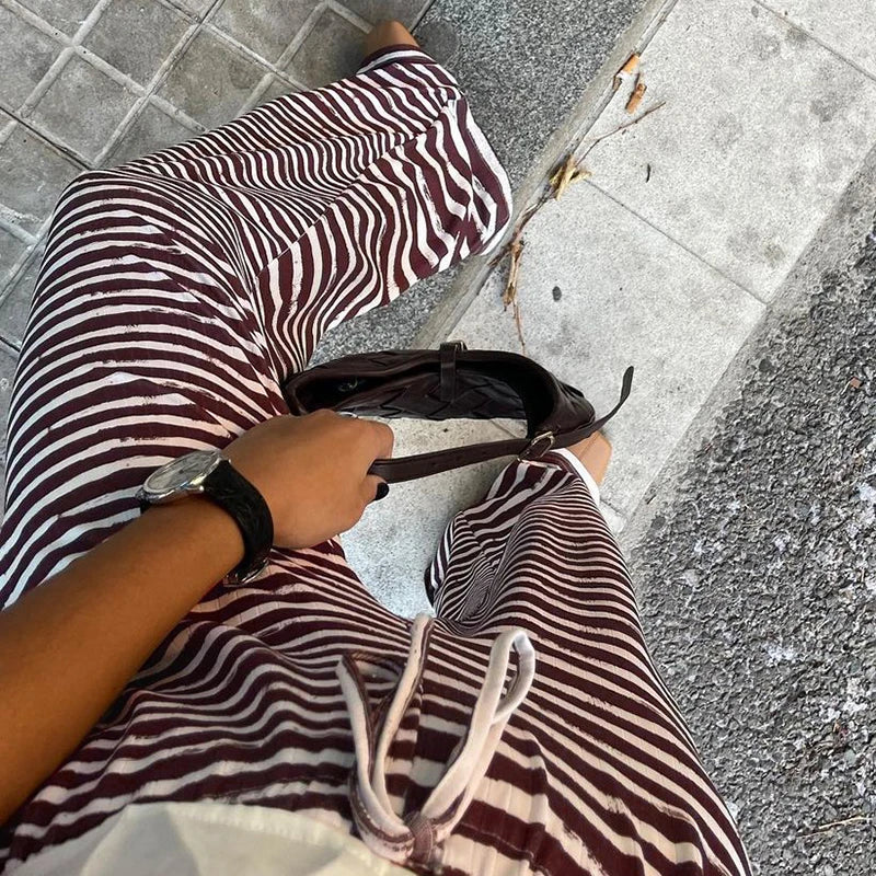 Strip Looe Sweatpant Lace-up Bottom Jogger Wide Leg Trouer