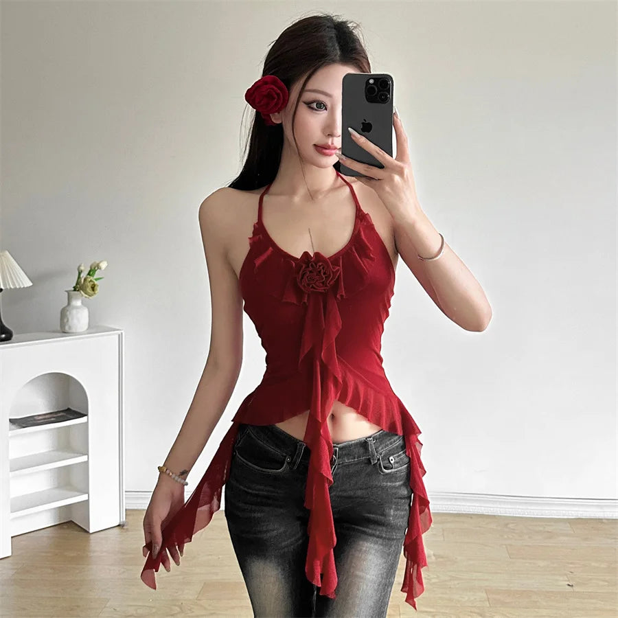 Hip-hop Cute All-match able Thin Backless Halter Vest