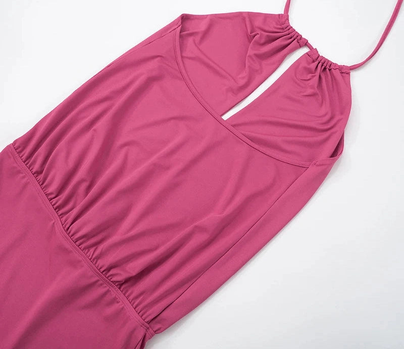 And Hollow Out Hanging Neck Low-Cut Backless Sleeveless Package Hip