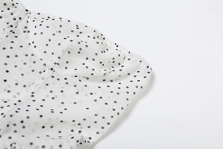 Dots Print Dress Long Scarf Chest Wrap Cleavage Backless Ruffles Mini Bodycon