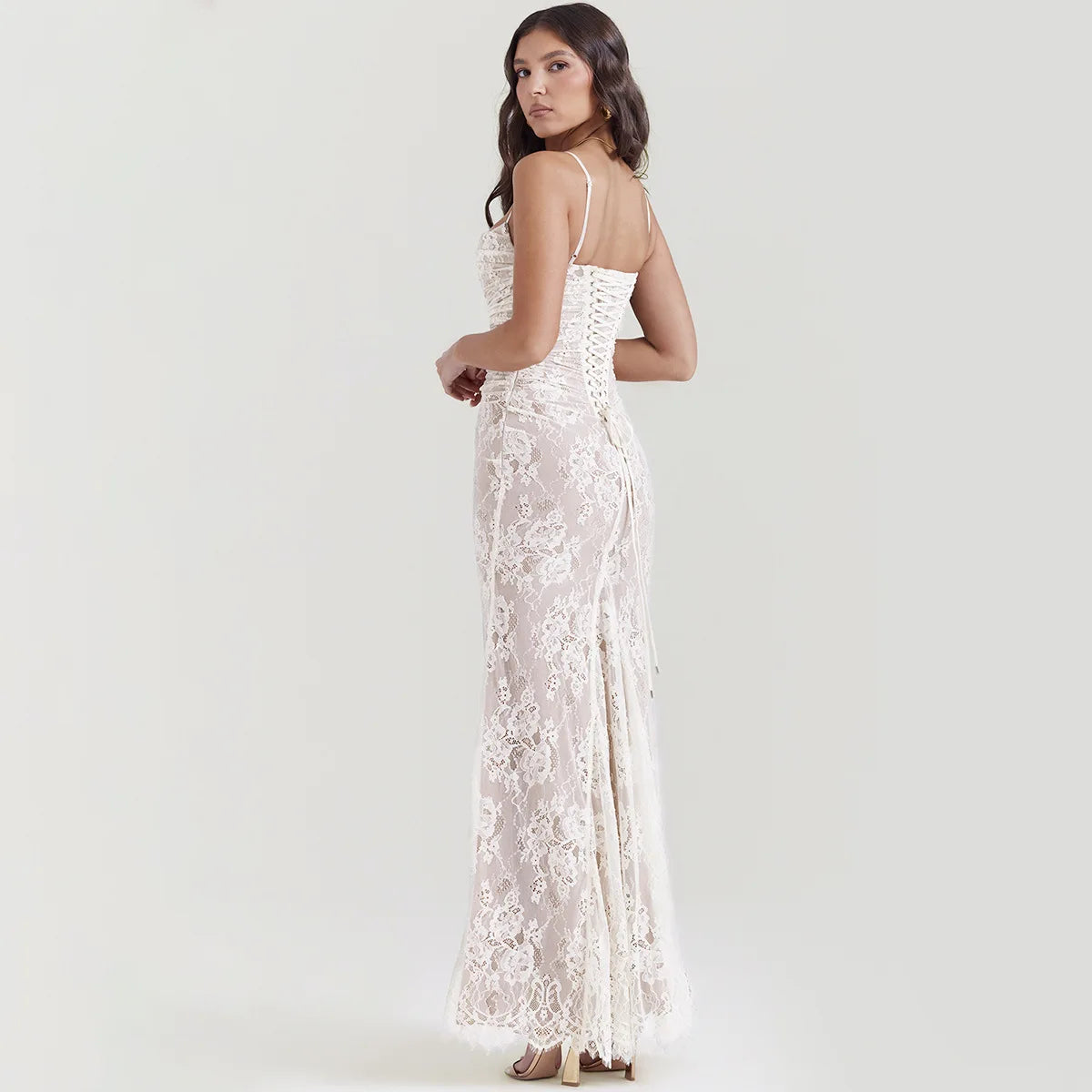 Lace Hollow Out Long Sleeve Two Piece Set