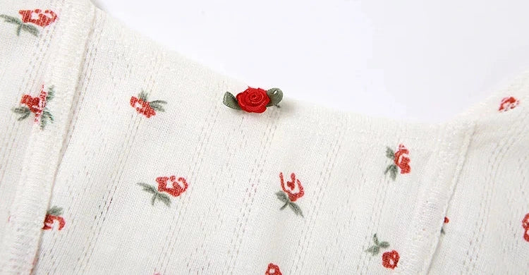 Sweet Floral print Two Piece Set Unique Shape Spaghetti Strap Top High Waist Hip Skirt suit