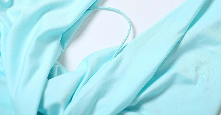 Side Split Dress Multilayer Knot Ribbon Halter Swing Collar Backless Sleeveless Two Ways Bodycon