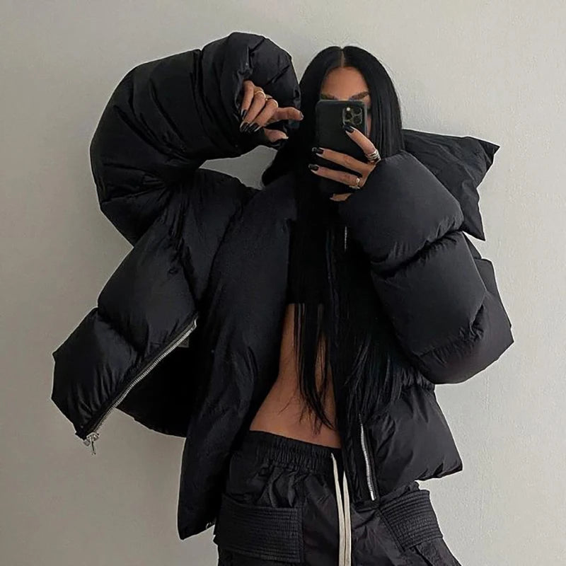 Black Premium Down Jacket Coat Luxury Warm Padd Bread Jacket Down Coat Thick Snap Collar