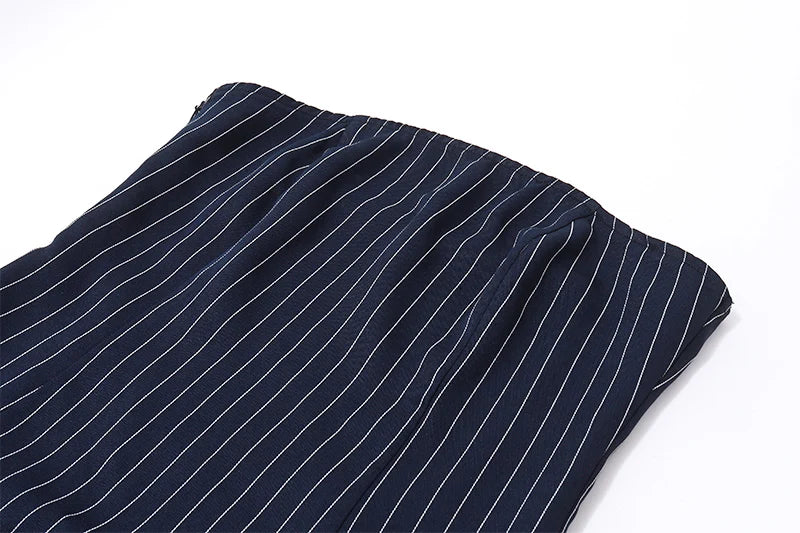 Blue A-line Pleated Slim Mini Dress