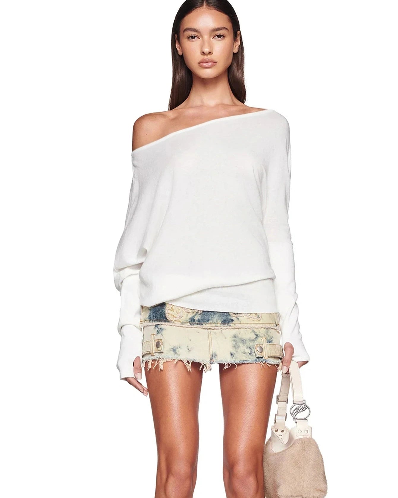 Long Sleeves Irregular One Shoulder Top
