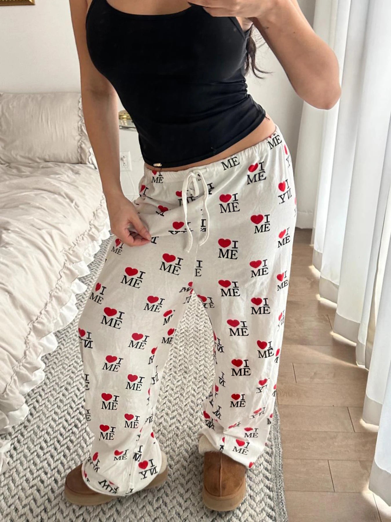 Jogger Looe Sweatpant Lace-up Letter Pant Trouer