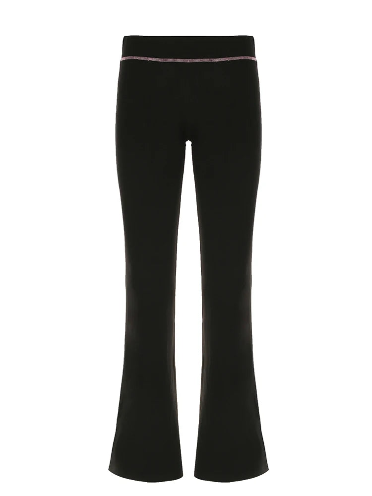 Letter Print Flare Pants Trousers Retro Bottoms
