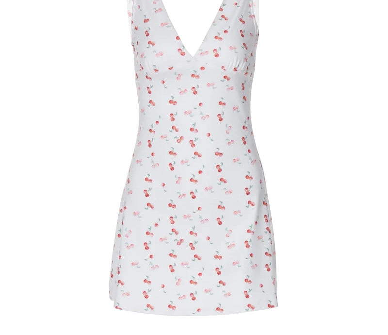 Cherry Straps Backless Draped Bodycon Mini Dress