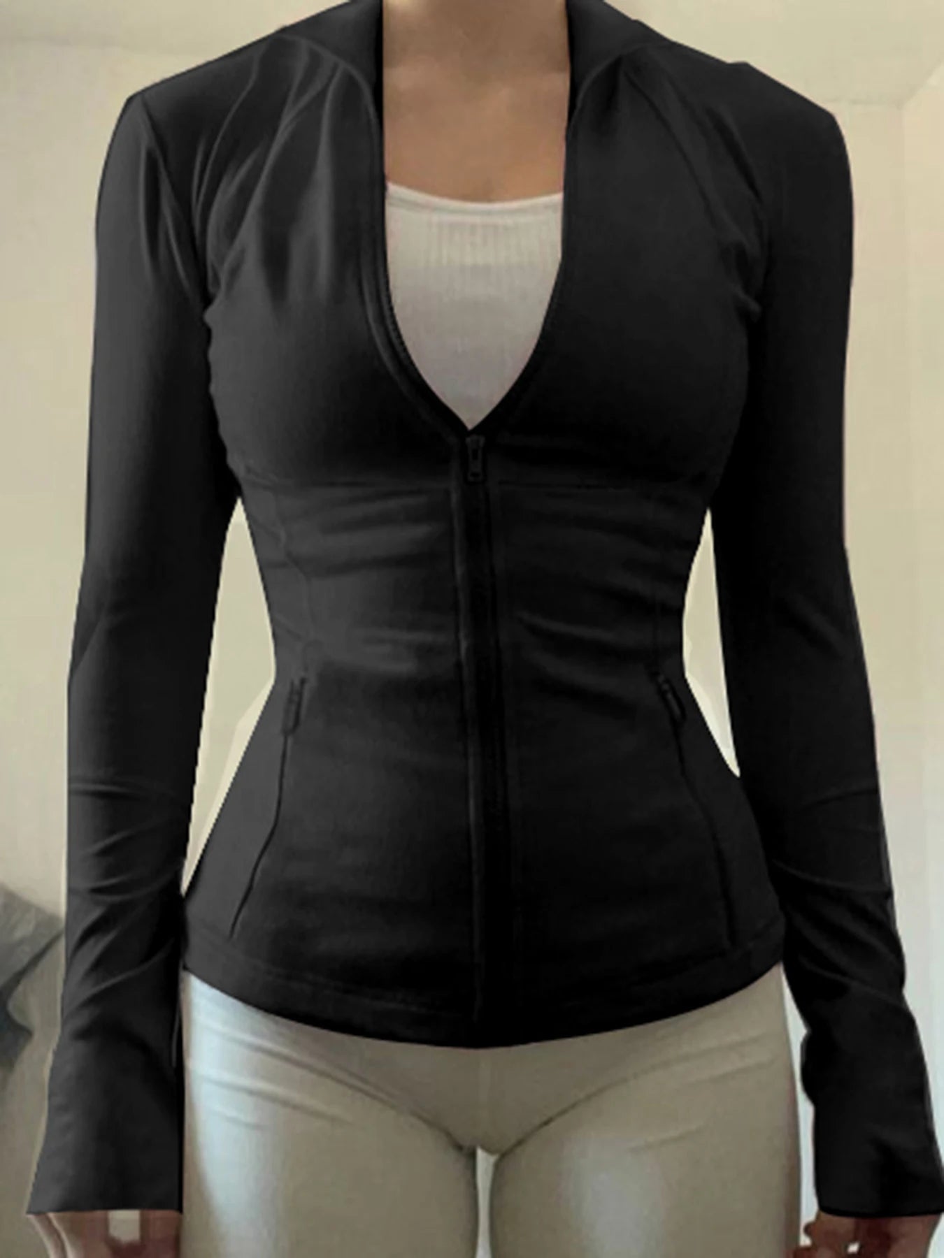 Slim 's Hooded Jackets Zip Up Bodycon Coats