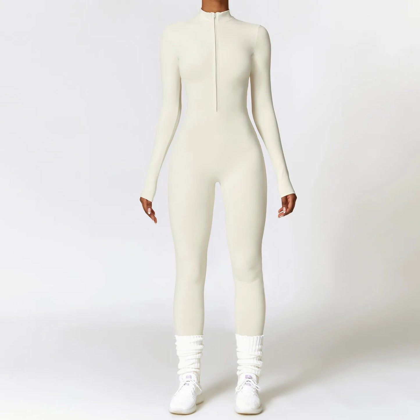 Zipper Yoga Rompers Long Sleeved One-piece Sports Gym Jumpsuits Workout High-intensity Fitness Skin-tight Garment