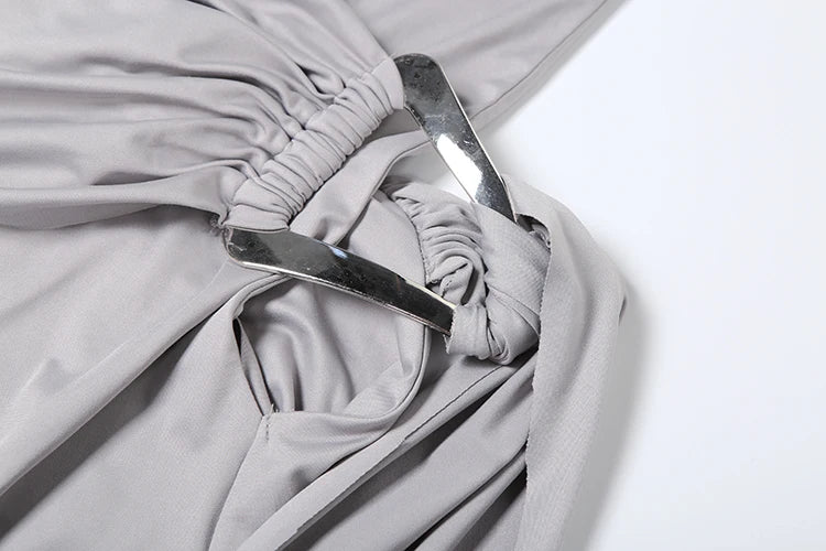 Concise Incline Shoulder Ribbons Backless Sheath Maxi