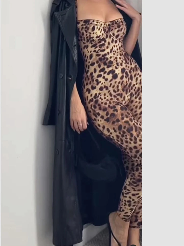 Ankle-Length Jumpuit Halter Cleavage Backlessss Jumpuit