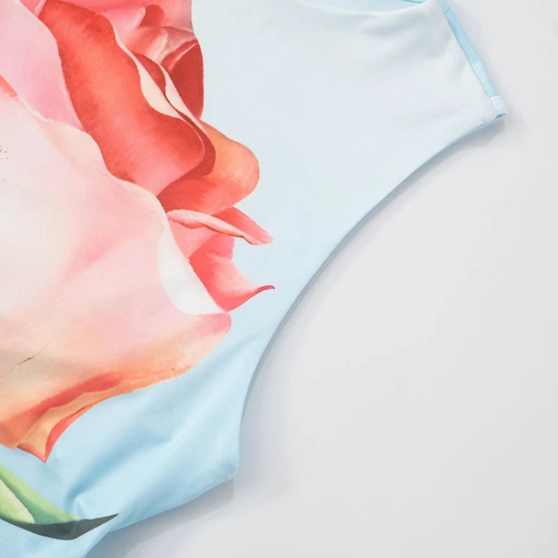 Spring And 'S Round Neck Flowers Printed Net Tie Slim Thin Tank Top Tank
