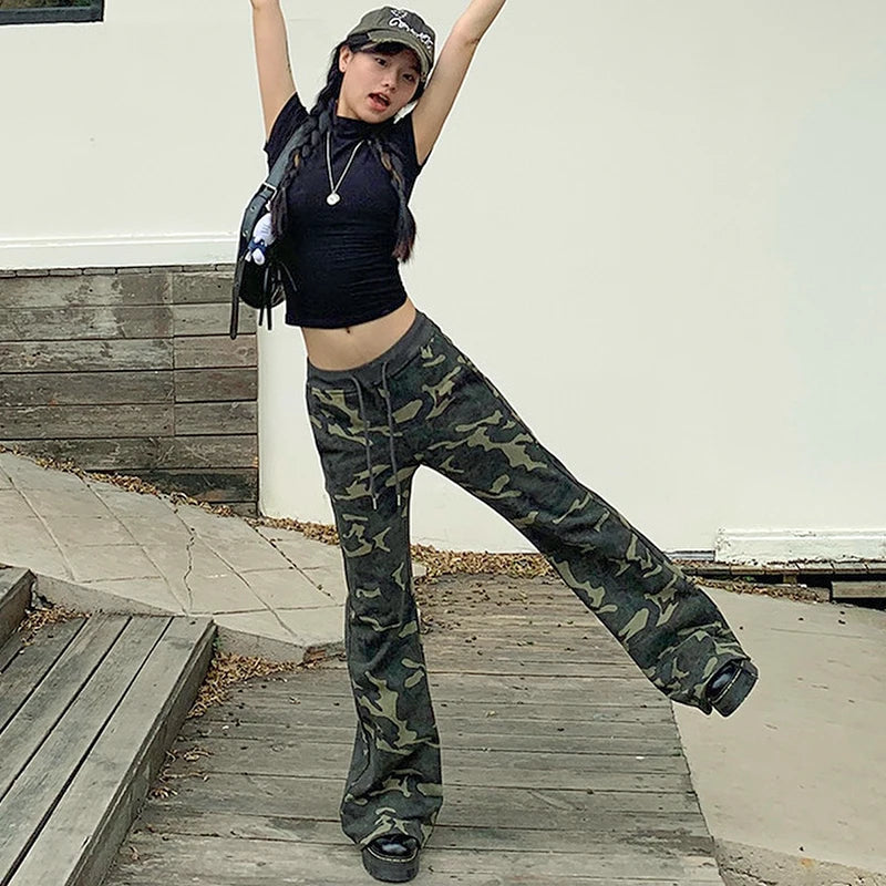 Camouflage Work Pant Wait Slim Mopping In Pant Wome