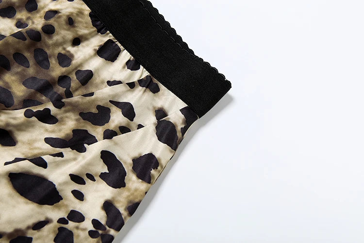 Sporty Leopard Print Tracksuit Two Piece Set Tank Top Belt Shorts Matching Street Fit Activity