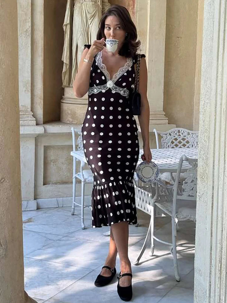 Black Backless Polka Dot Ruched Bodycon Midi Dress