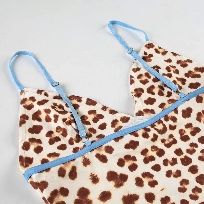 Leopard Sleeveless Backless Top