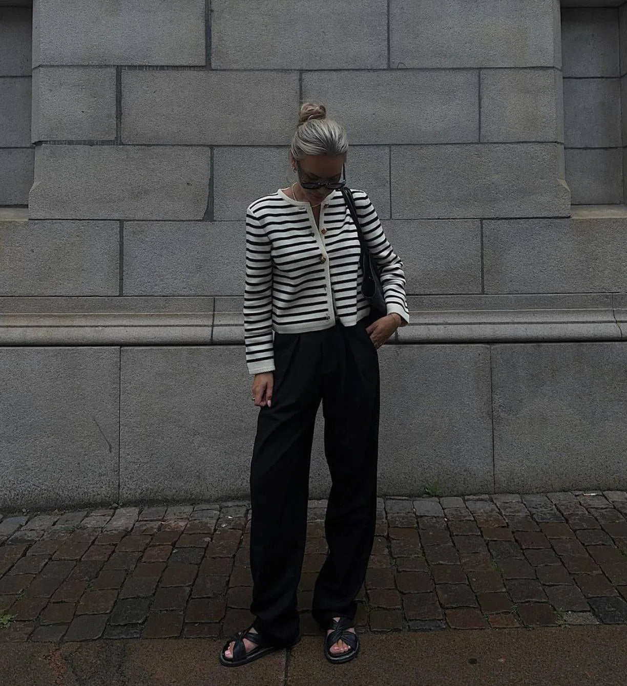 Striped Knit 2 Piece-Set Shorts Zebra ed Cardigan And High Waist Patchwork Shorts Sets Knit