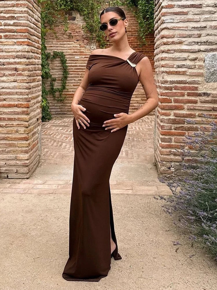 Off Shoulder Maxi Dress Metal