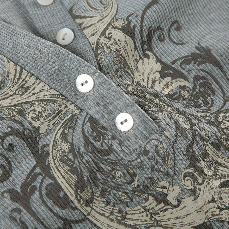 Graphic Slim Top Tee Long Sleeve Crewneck Grey Fairycore Shirt