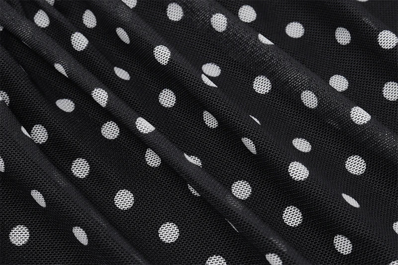 Black Backless V-Neck Polka Dot Maxi Dress