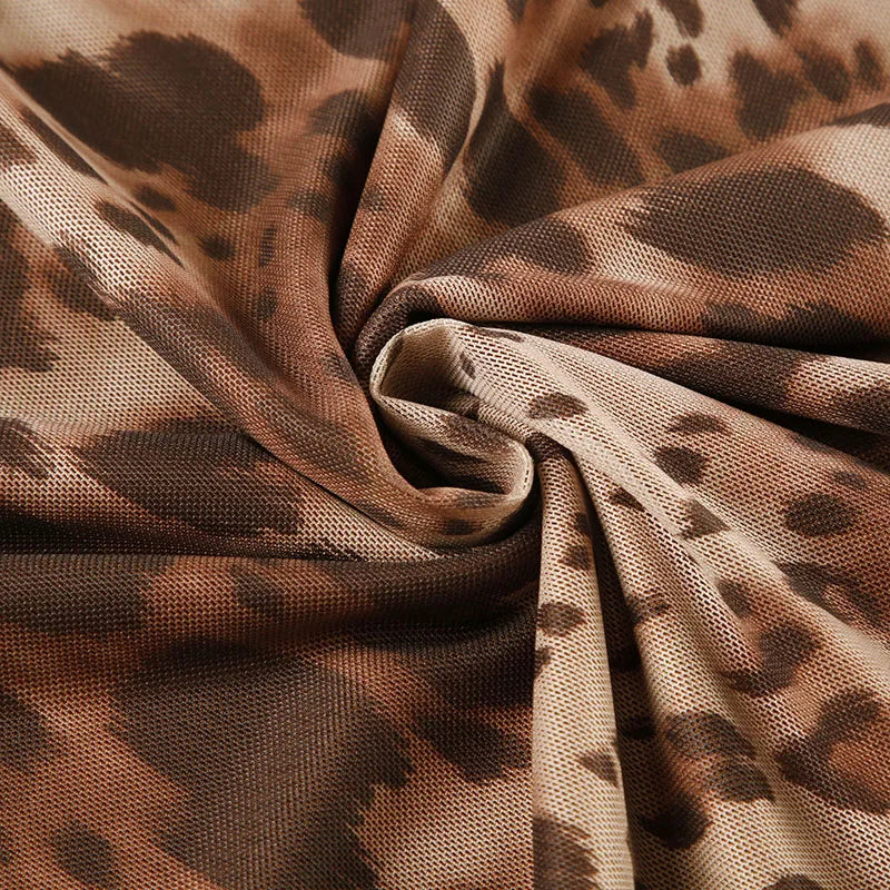 Leopard Skirt Two-layer Straight Bottom Elatic Wait Skirt