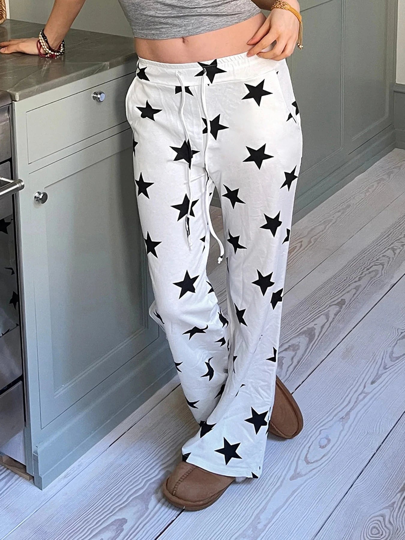 White Star Print Sweatpants
