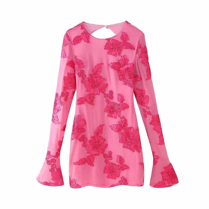 Backless Printed Mini Dress Luxury Patchwork Bandage Dress Ruffled Mini Dress