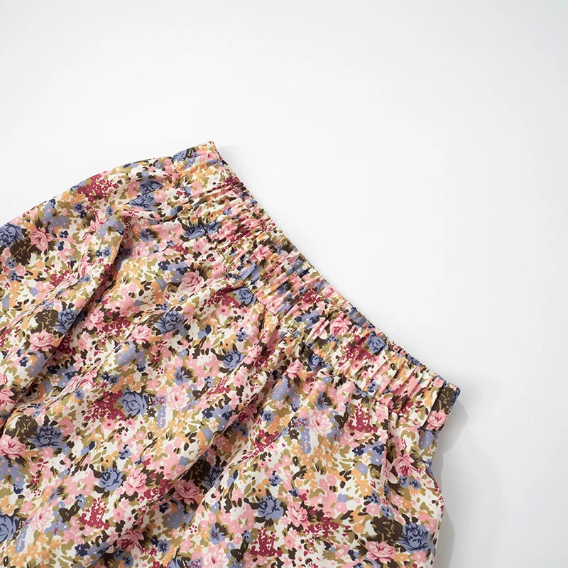 Floral Backless Pleated Two Piece Set
