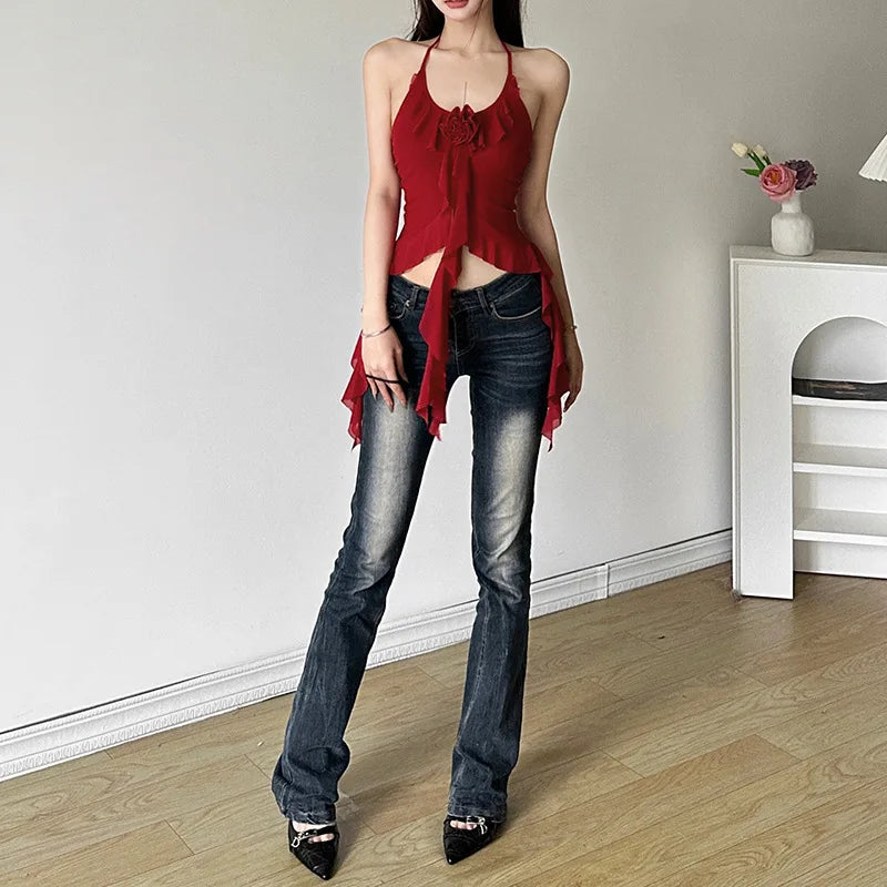 Hip-hop Cute All-match able Thin Backless Halter Vest