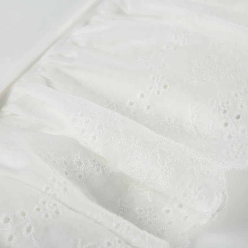 White Embroidery Mini Skirt with Short