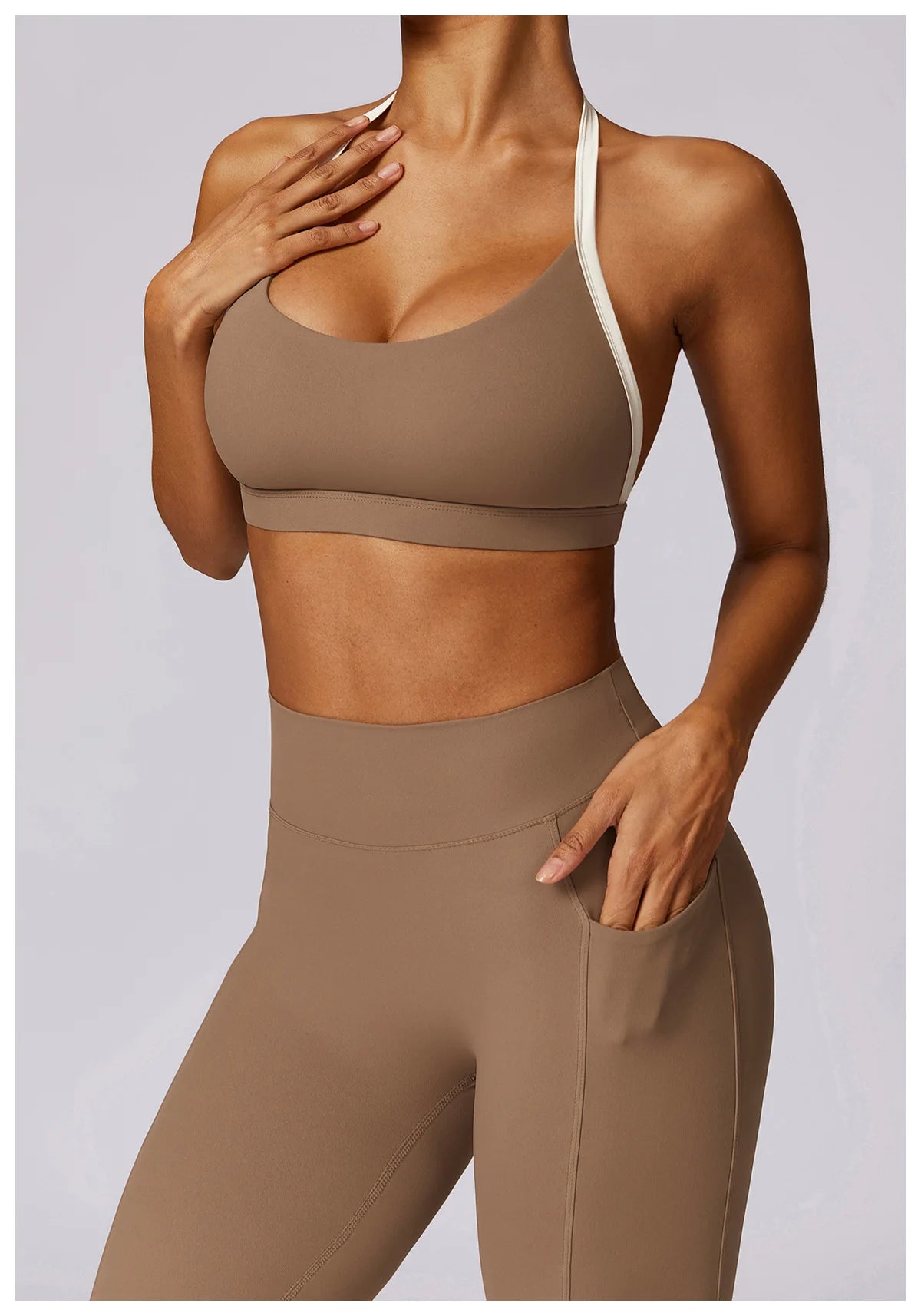 2 Pieces Tracksuit Yoga Set Workout Sports Gym Fitness Long Sleeve Crop Top High Waist Leggings Sports Suits