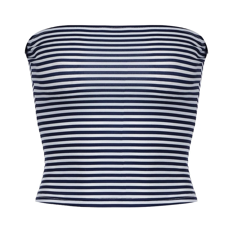 Striped Print Cropped Tube Top 's Slim Crop Camis