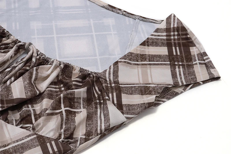 Brown Plaid Slim Top