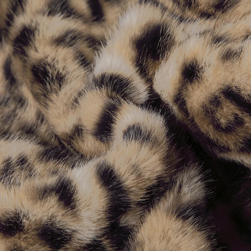 Leopard Print Furry Patchwork Shorts Indie Folk Bottoms